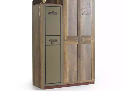 Pirat Holzschrank Luxus Kleiderschrank Schrank Kinder Holz Braun 3 Tür